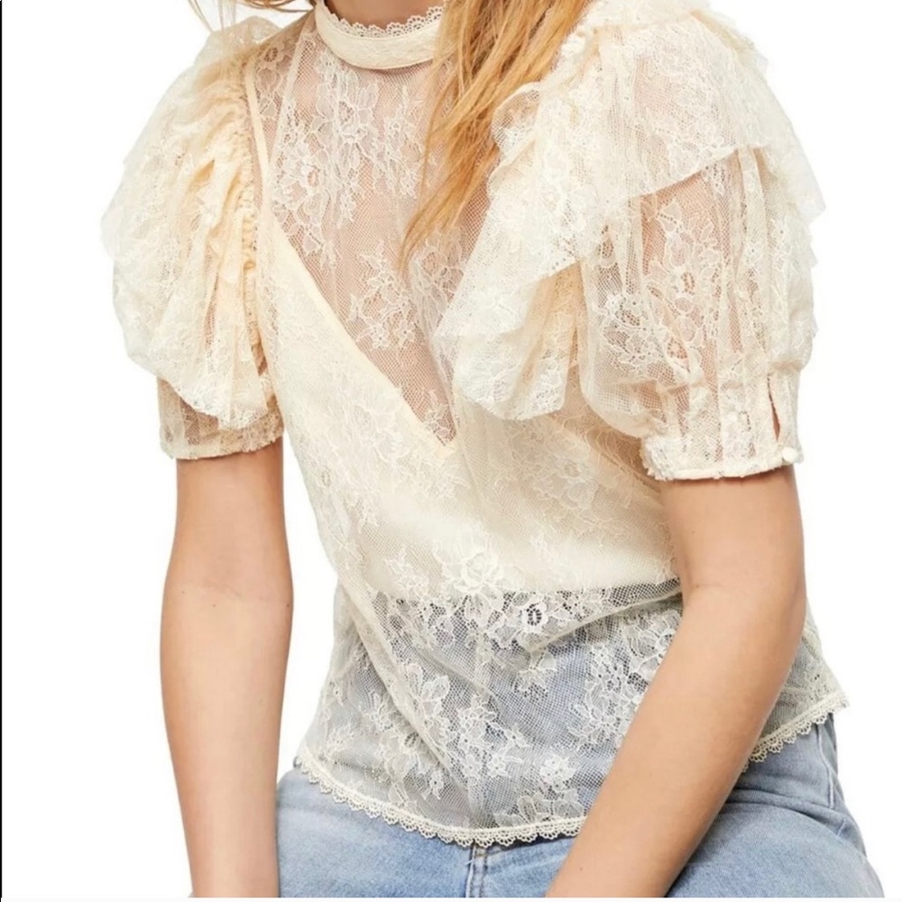 Free People | Secret Admirer Lace Top Blouse new - Picture 4 of 7